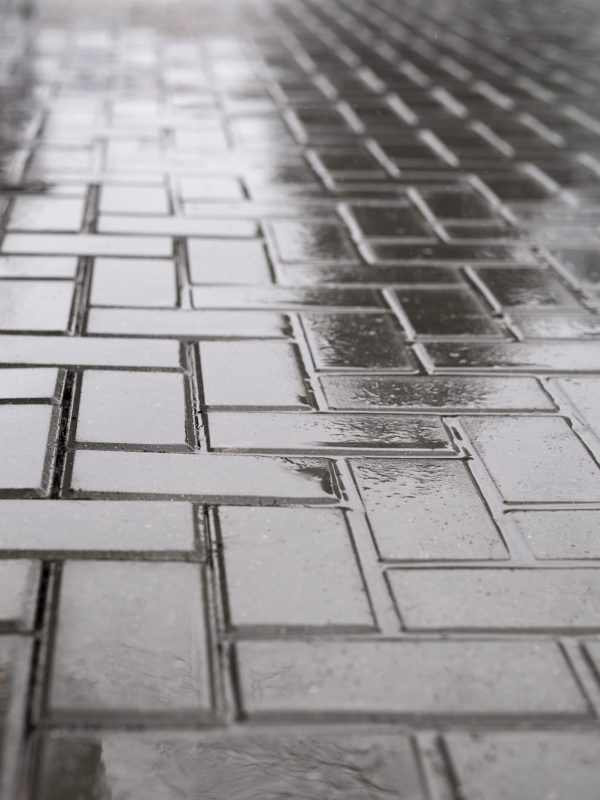 czyszczenie kostki brukowej częstochowa - mokra kostka brukowa po umyciu